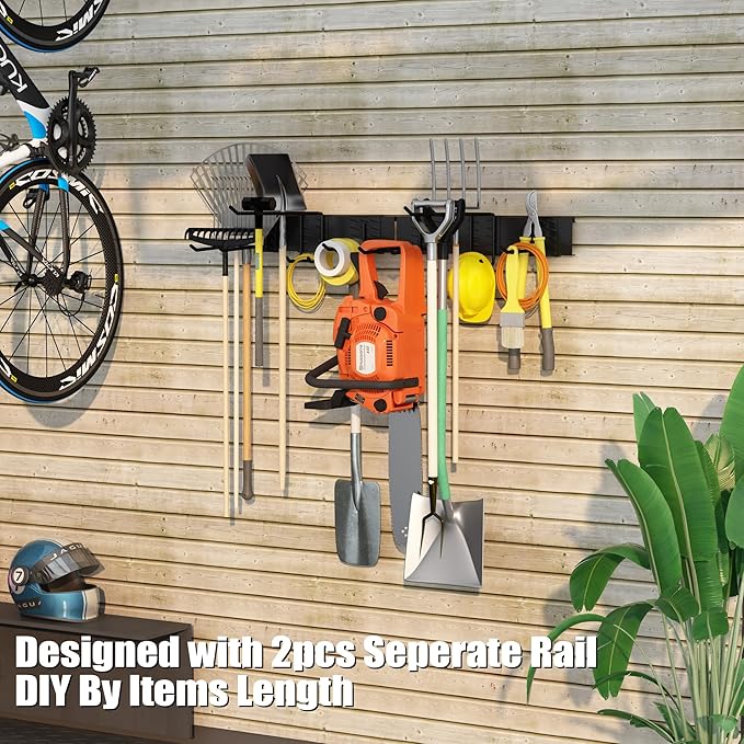 32 Inches Garage Organization, Wall Mount Garden Tool Organizer, 440lbs - Image 8