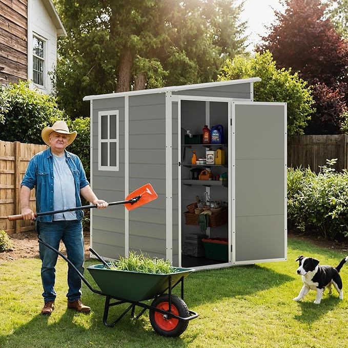 Greesum 5' x 4' Resin Weather Resistant Outdoor Storage Shed - Image 2