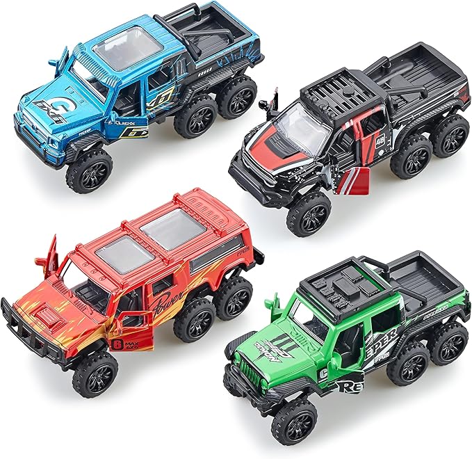 KIDAMI Diecast Toy Trucks 4 Pack Die Cast Metal Toy Cars Pull Back Cars by KIDAMI
