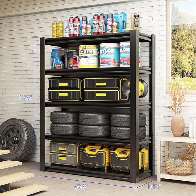 78" H Metal Storage Shelving, 3000LBS Heavy Duty Shelves Unit, Adjustable 5 - Image 2
