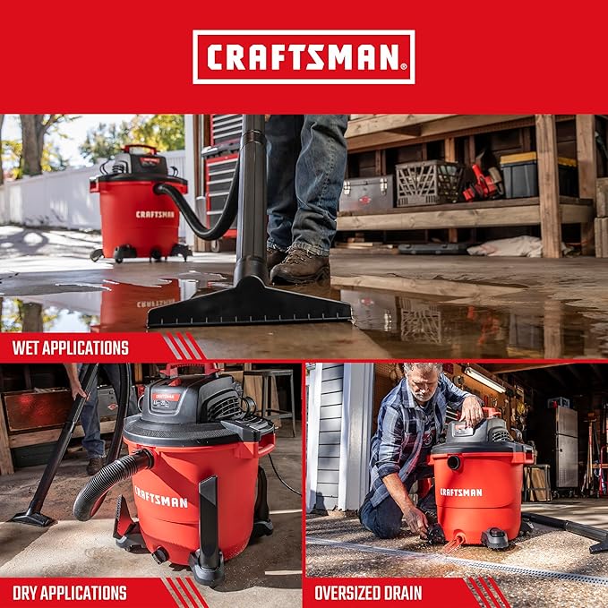 CRAFTSMAN CMXEVBE17596 20 Gallon 6.5 Peak HP Wet Dry Vac, Heavy-Duty Shop - Image 4