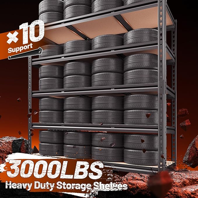 REIBII 48.2" W Garage Shelving, Storage Shelves Load 3000LBS, Adjustable Garage - Image 3