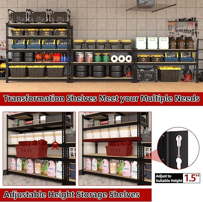 2 Packs 48" W x 24" D x 72" H Adjustable Garage Storage Shelves - Image 5