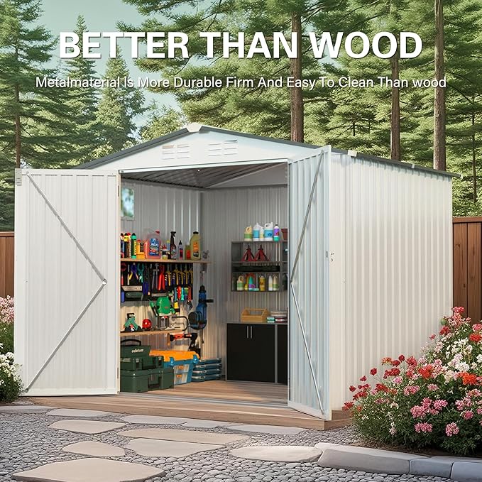ARMSET 8x6 FT Metal Outdoor Storage Shed - Image 4