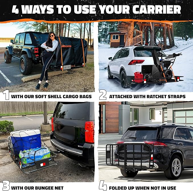 Mockins 60"x24"x6" Weatherproof Trailer Hitch Cargo Carrier & 25 Cu.Ft. - Image 4