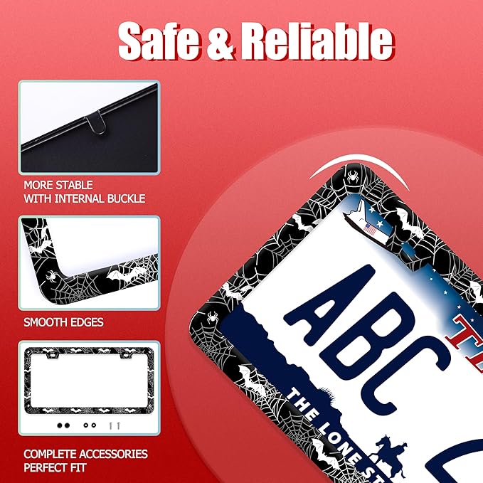 Bat Spider Web License Plate Frame Funny Gothic License Plate Frames Stainless - Image 2
