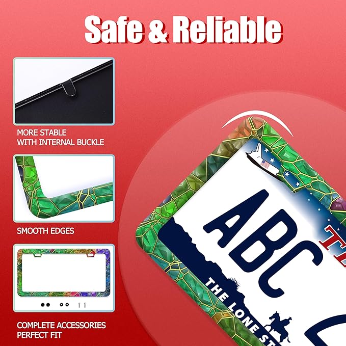 Colored Gemstone Patterns License Plate Frame Funny License Plate Frames - Image 2