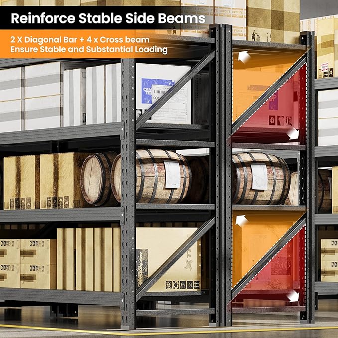 79” W Garage Shelving Heavy Duty, 7000LBS Metal Storage Shelves, 4 Tier Storage - Image 8