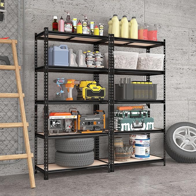 3 Pack 5 Tier Garage Shelving Unit, Adjustable Garage Storage Utility Rack - Image 2