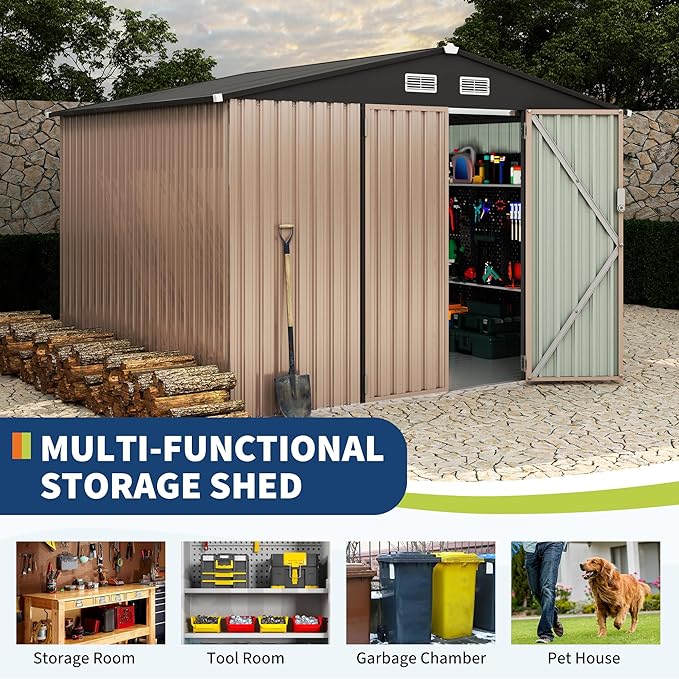 8x10 FT Metal Storage Sheds Outdoor - Image 3