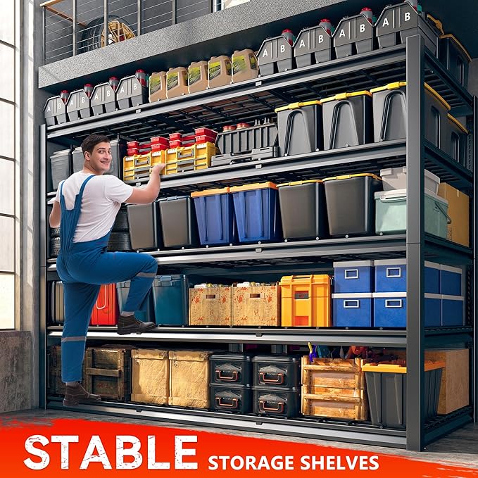 REIBII 60" W Garage Shelving Heavy Duty Metal Shelving 3000LBS Storage Shelves - Image 4
