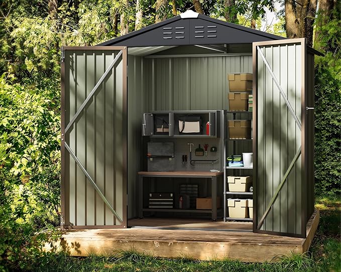 Greesum Outdoor Storage Shed 6 x 4 ft. Utility Tool Shed Metal Storage Garden - Image 3