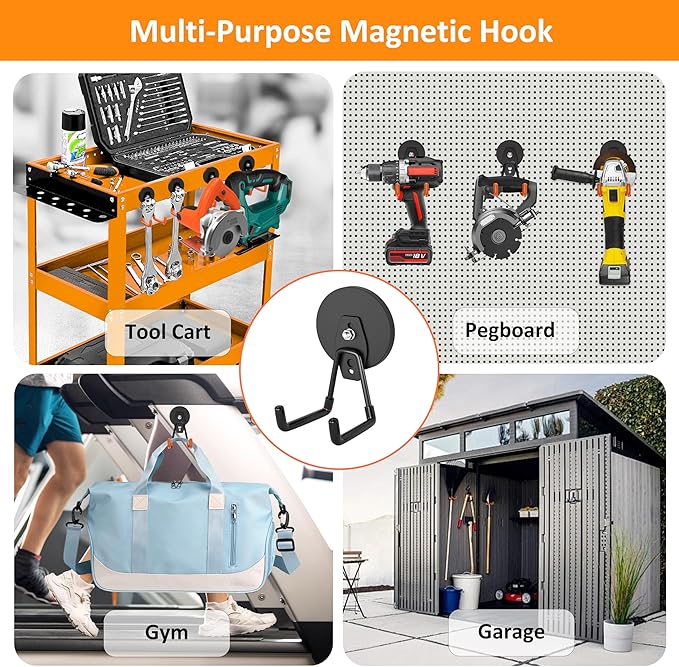ENUODA Strong Magnetic Hooks Heavy Duty 2 Pack Garage Hooks Heavy Duty Magnet - Image 4