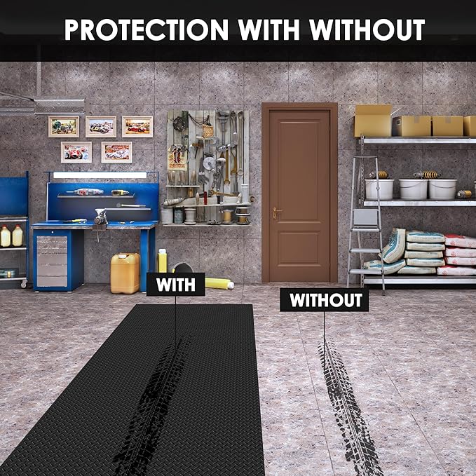 Garage Floor Mat, 16.4x3.2FT Diamond Plate Rubber Flooring Roll, PVC Non-Slip - Image 7