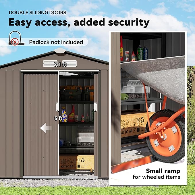 Outsunny 7' x 4' Outdoor Storage Shed, Garden Tool Metal Shed - Image 4