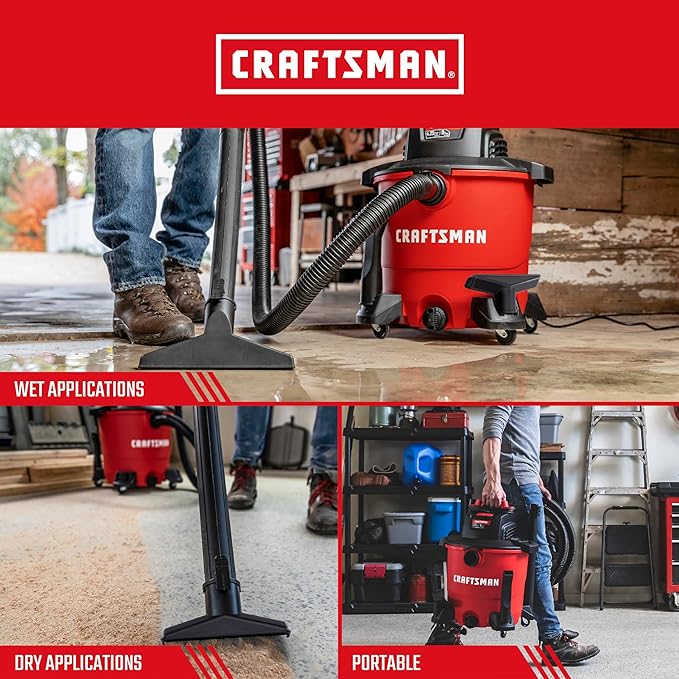 CRAFTSMAN CMXEVBE17590 9 Gallon 4.25 Peak HP Wet Dry Vac, Portable Shop Vacuum - Image 6