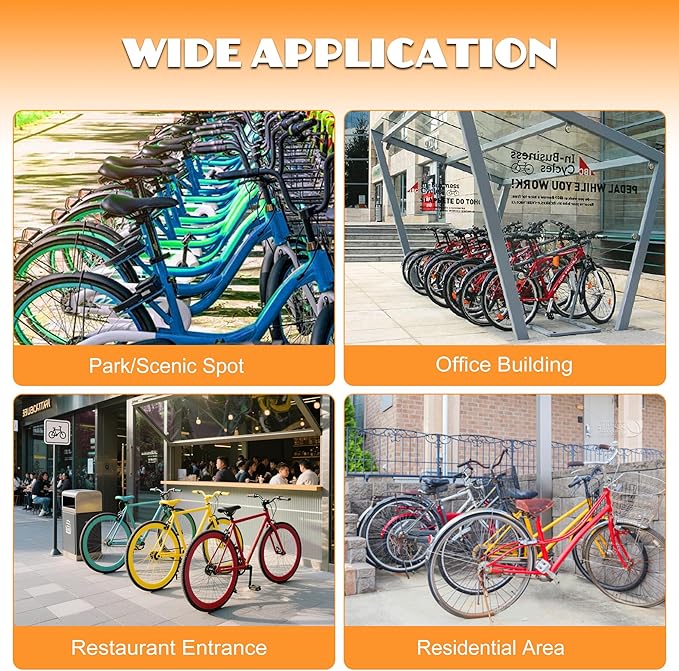 10-Bike Floor Bike Rack, 60” Dual-Sided Freestanding Steel Bike Stand - Image 9