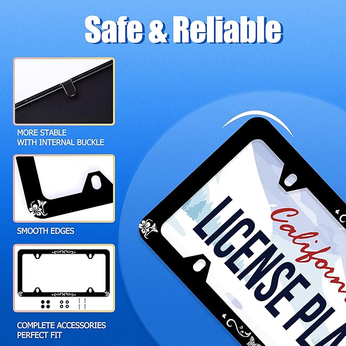 Butterfly Hibiscus License Plate Frame License Plate Stainless Steel Parts - Image 2