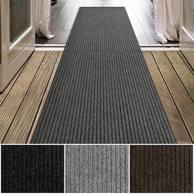 iCustomRug Spartan Weather Warrior Indoor/Outdoor Utility Ribbed Carpet Runner by iCustomRug