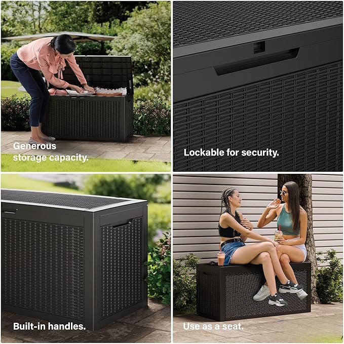 200 Gallon Resin Deck Box, Waterproof Outdoor Storage Bin - Image 6