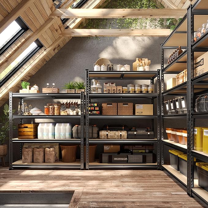 72" H Garage Shelving, 5 Tier Storage Shelves Load 2500 lbs, Adjustable Garage - Image 7