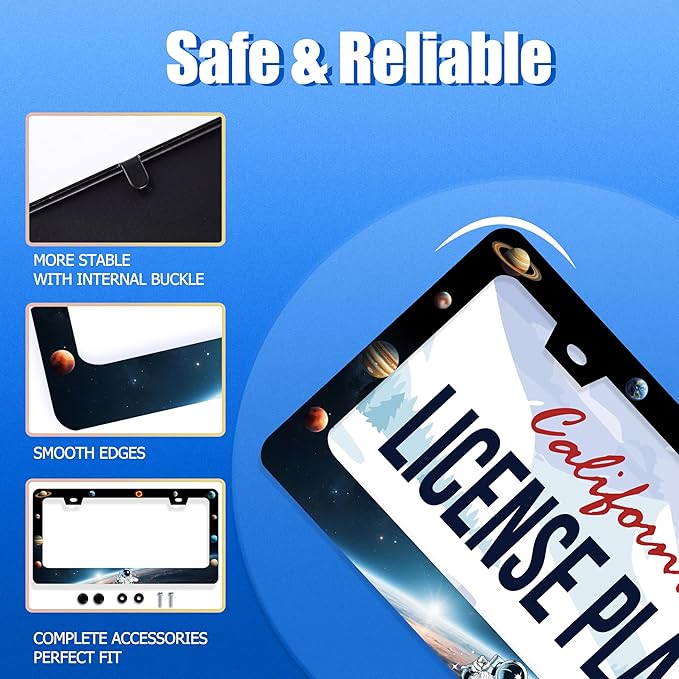 Planets License Plate Frame Funny Beautiful Space License Plate Stainless Steel - Image 2