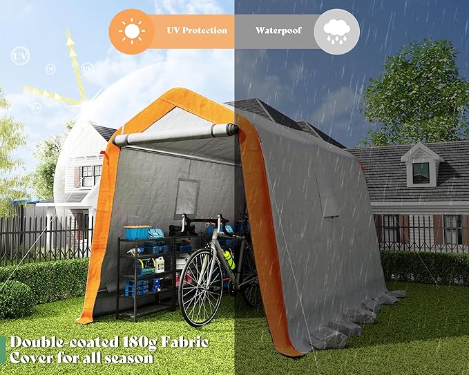 AMERLIFE 6x8x6.6 FT Heavy Duty Portable Shed Storage Shelter, Outdoor Storage - Image 5