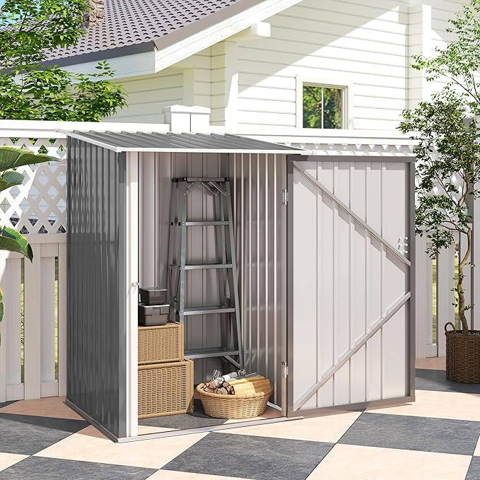 Outsunny 3.3' x 3.4' Outdoor Storage Shed, Metal Garden Tool House - Image 8