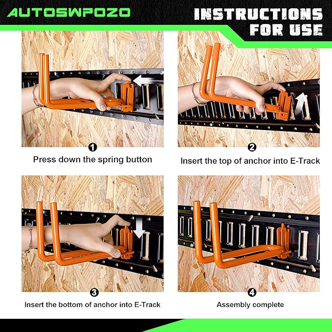 2-Pack E-Track Heavy Duty Shovel/Tool Hanger, E Track Hooks - Image 3