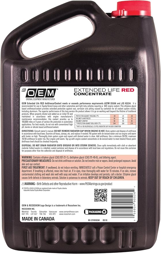 Recochem OEM 86-374ROEM-4PK Red Premium Antifreeze Concentrate Extended Life RED - Image 2