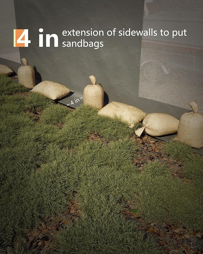 13x25 Ft Carport with 10 Sandbags, Car Port with 220g PE Tarp, 2 Roll-Up Doors - Image 7