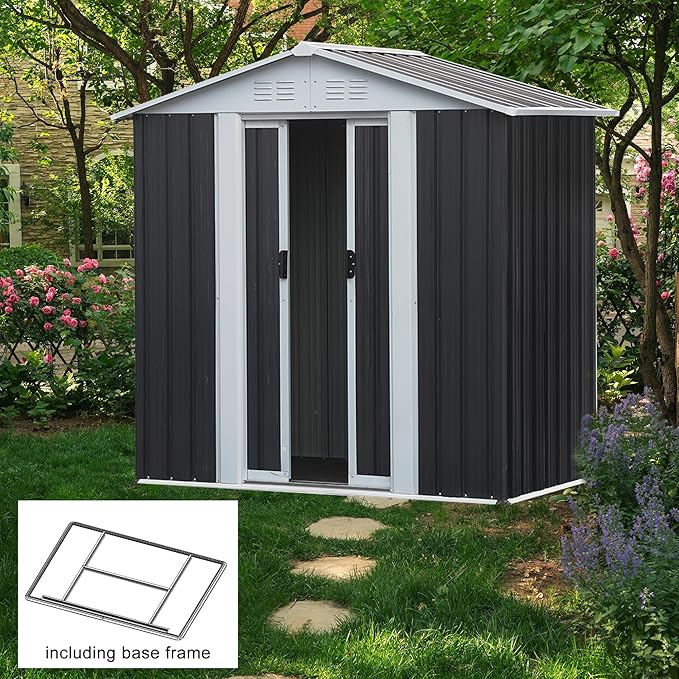 6x4 FT Outdoor Metal Storage Shed - Image 2