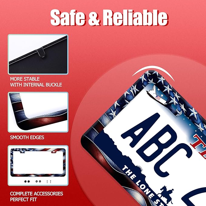 Vintage American Flag License Plate Frame Patriotic License Plate Holder Cars - Image 2