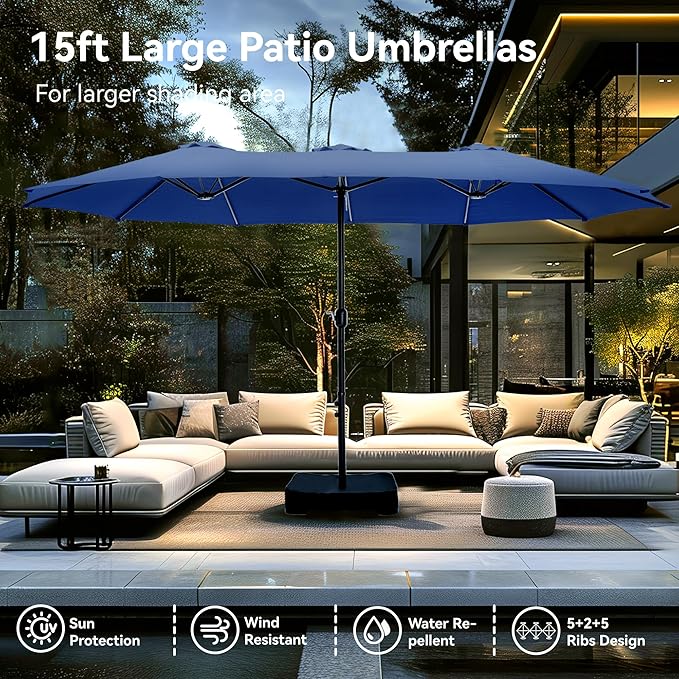 PHI VILLA 15ft Large Patio Umbrellas - Image 3