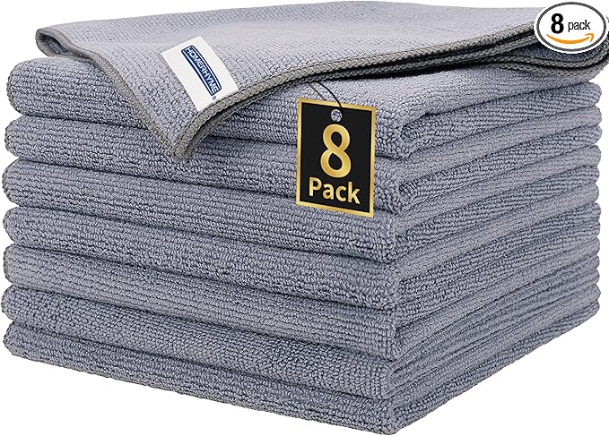 HOMERHYME Microfiber Cleaning Cloths, 8 Pack Cleaning Rags, Lint-Free 300GSM by HOMERHYME