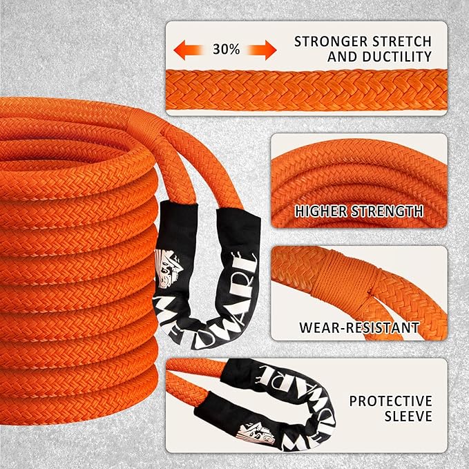 METOWARE Kinetic Recovery Rope 35, 000 LBS Offroad Tow Kit - Image 2