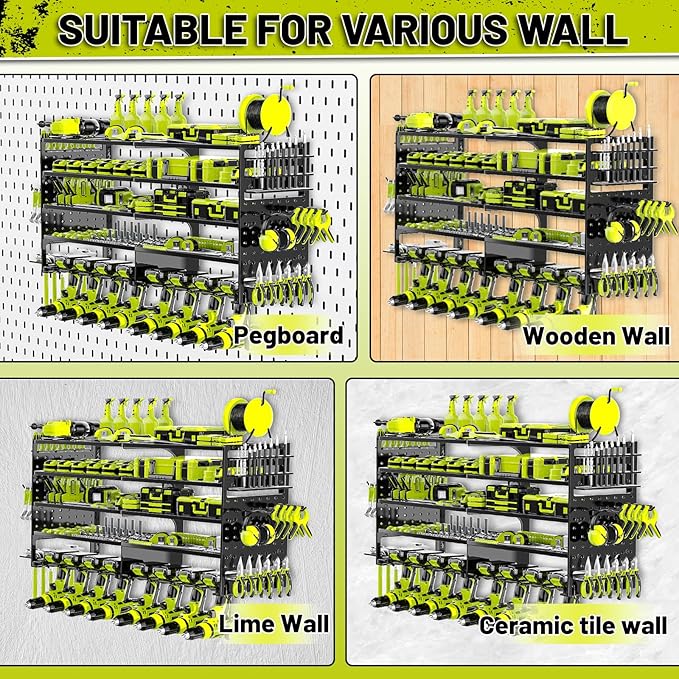5 Layers Power Tool Organizer Wall Mount, Metal Cordless Tool Storage Rack - Image 7