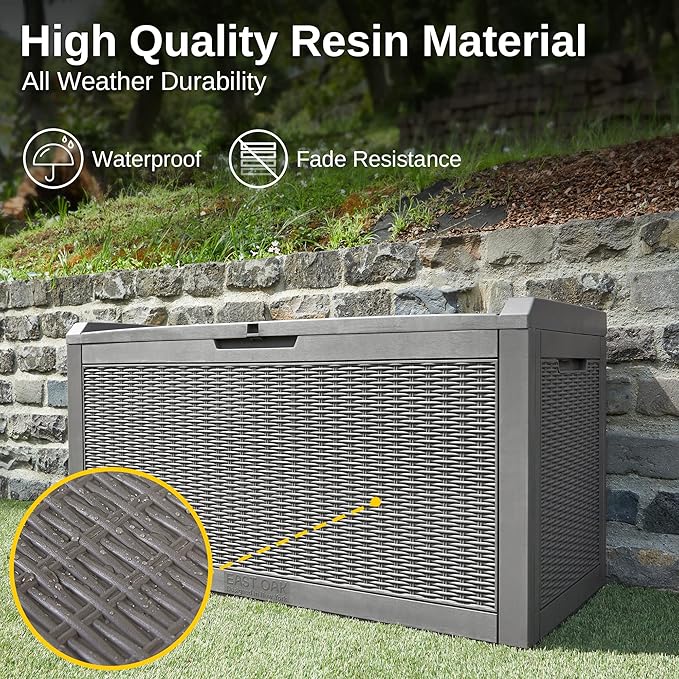 EAST OAK Outdoor Storage Box, 100 Gallon Deck Box, Waterproof Resin Storage - Image 2