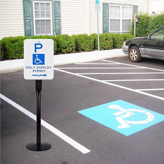 Parking Sign Post 48" Heavy Duty Cast Iron Parking Signs Stand, Movable Sign - Image 7
