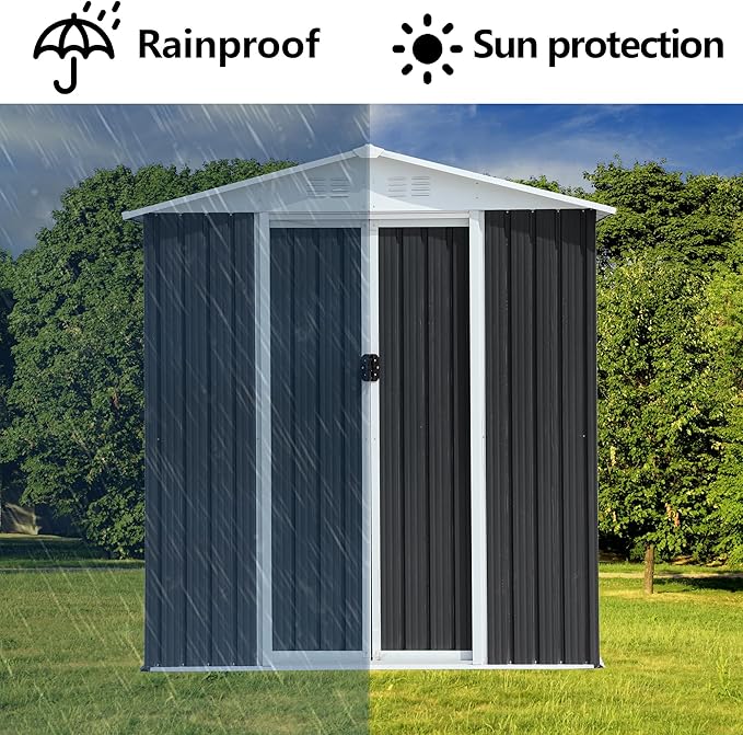 6x9 FT Outdoor Storage Shed, Metal Garden Shed - Image 2