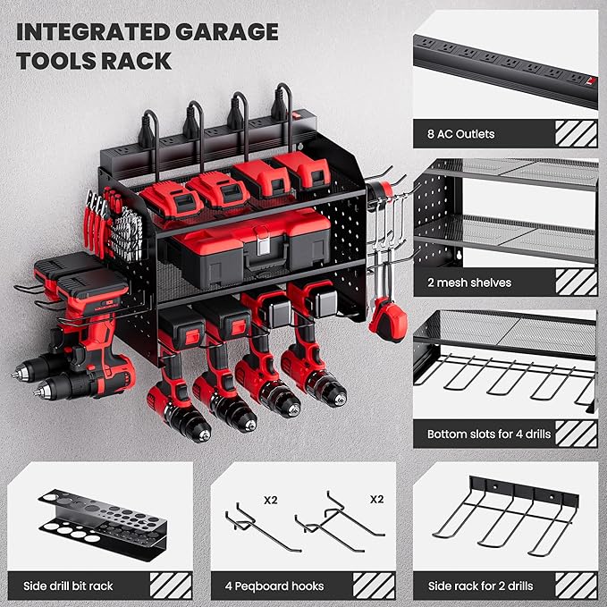 TRZZ Power Tool Organizer Wall Mount, 3-Layer Charging Station - Image 3