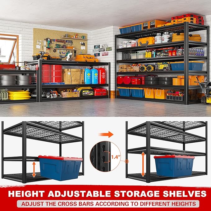 REIBII 3500LBS Garage Shelving, Adjustable Storage Shelves Heavy Duty, 6 Tier - Image 7