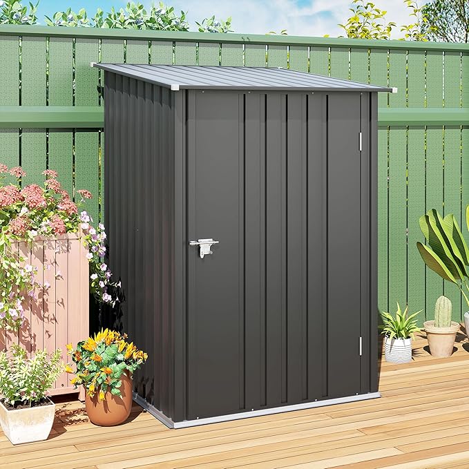 Outsunny 3.3' x 3.4' Outdoor Storage Shed, Metal Garden Tool House - Image 9