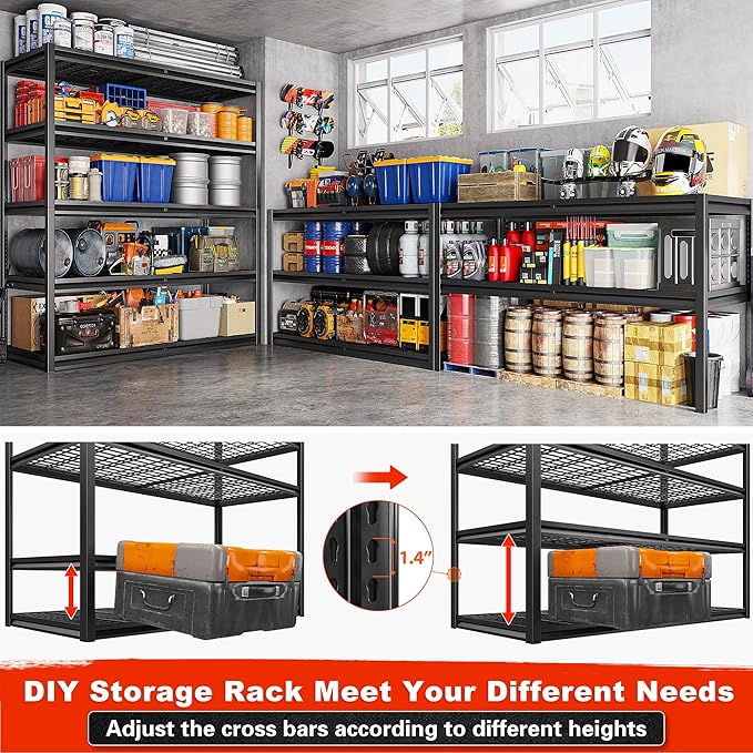 REIBII 78" H Garage Shelving Heavy Duty Load 3000LBS, Adjustable Storage Shelves - Image 8