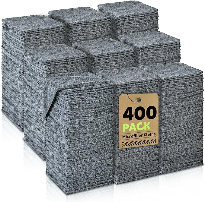 Microfiber Cleaning Cloths Bulk-400 Pack, Ultra Absorbent Wash Cloths, by TEAWOO