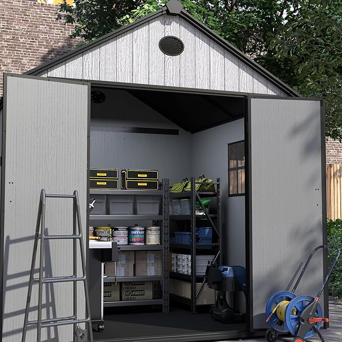 7.3x7.3 FT Resin Outdoor Storage Shed Large, 376 Cuft Garden Tool Sheds & - Image 7