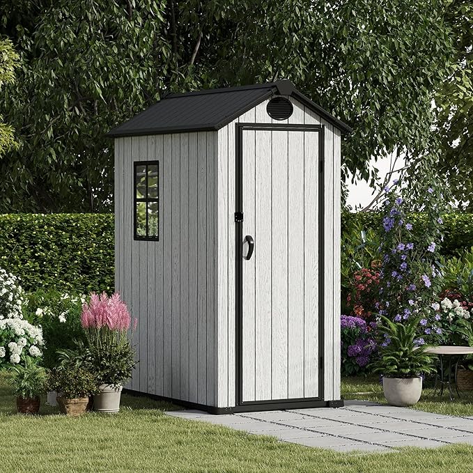 3.4x5.3 FT Resin Outdoor Storage Shed, 125 Cuft Garden Tool Sheds & Outdoor - Image 4
