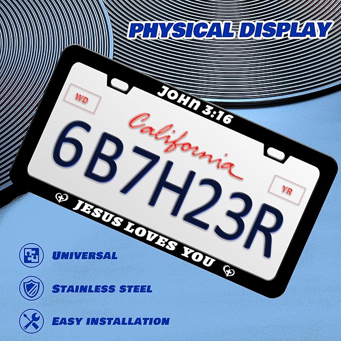 John 3:16 Jesus Loves You License Plate Frame Christian License Plate Frames - Image 3