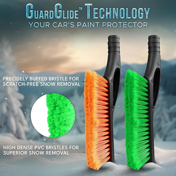 EcoNour 27" Aluminum Car Snow Scraper and Brush | Weaved Bristle Head - Image 3
