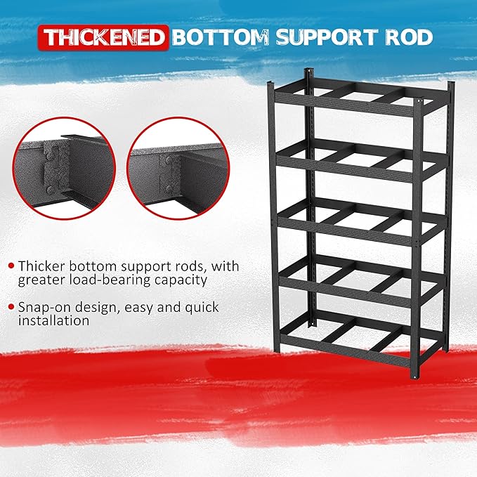 MUPATER 48.03”W × 24.41”D × 83.78”H Metal Storage Shelves, 5-Tier Adjustable - Image 9